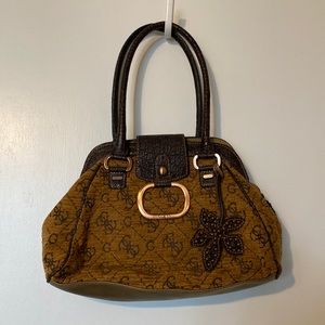 Guess tapestry hobo bag with copper tone accents